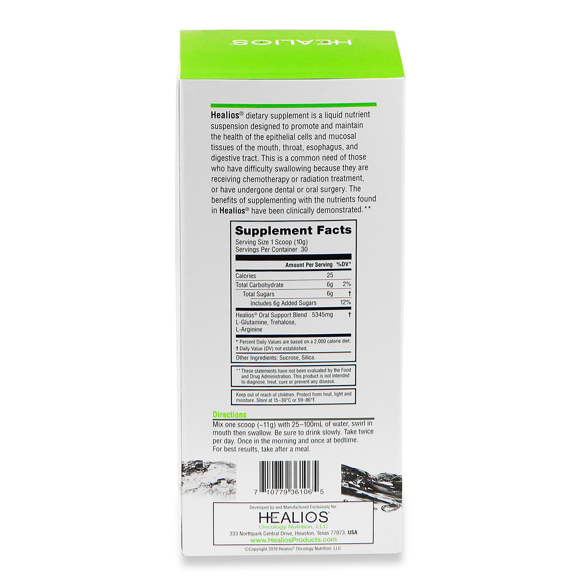 Healios Unflavored Oral Health and Dietary Supplement, Powder Form, Naturally Sourced L-Glutamine Trehalose L-Arginine, 10.93 Ounces