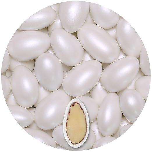 EinsSein 1kg Hochzeitsmandeln Conchiglia weiss pearl Mandeln Hochzeit Zuckermandeln Bonboniere Confetti Badem sekeri Gastgeschenk Zucker Mandeln Taufmandeln Candy Bar Süssigkeiten Schokolinsen Dragees