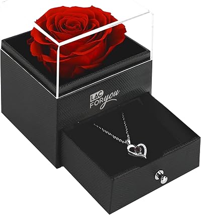 LAC Eternal Rose with I Love You Necklace - Gift for Her, Mum, Anniversary
