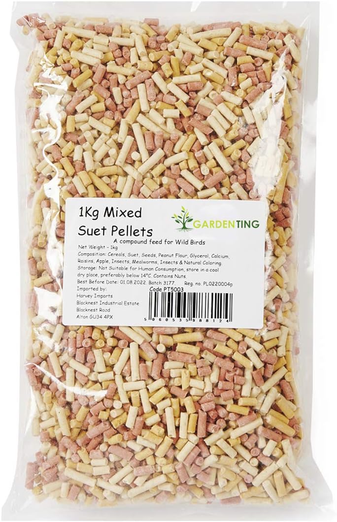 Garden Ting Mixed Suet Pellets Wild Bird Food, 1 kg, 1000 count (Pack of 1)