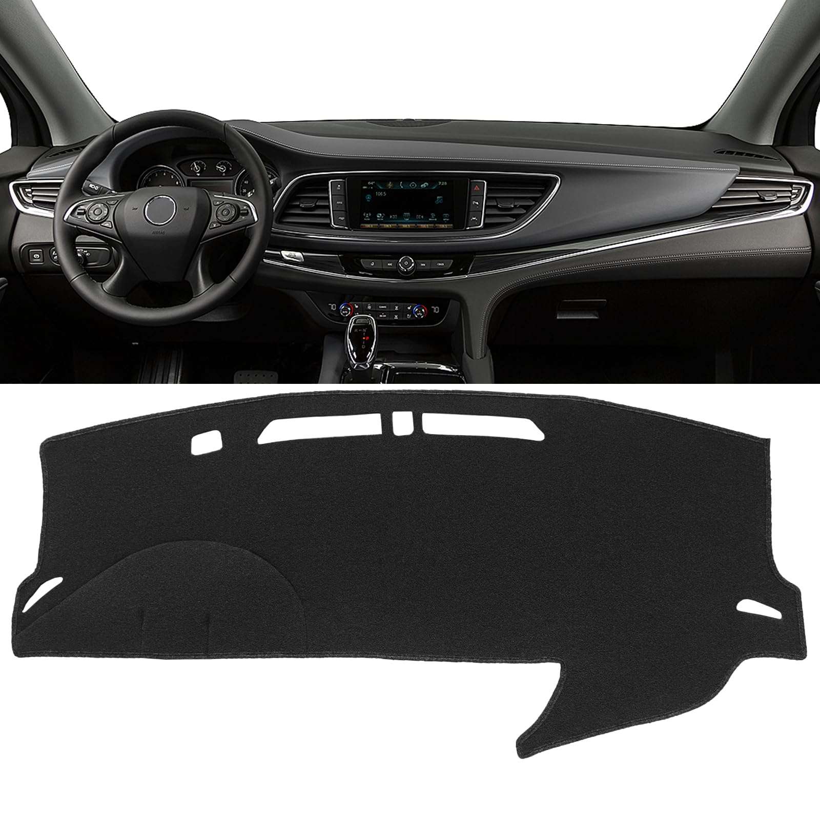 Photo 1 of AKMOTOR Dash Cover Mat Custom Fit for Buick Enclave with Forward Collision Alert with Light Sensor Dashboard Pad Cap Carpet Protector K275 (Black)