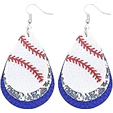 Colorful Layered Baseball Leather Dangle Earrings Shining Sports Ball Earrings for Women Jewelry