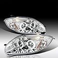 AUTOZENSATION Compatible with 2006-2008 Mitsubishi Eclipse, Left + Right Pair Headlamps Assembly, LED Chrome Housing Clear Lens Projector Headlights