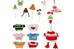 SINBANA 6 Sets Mini Desk Goose Outfits, Cute Knitted Hat & Clothes for 7 Inch Porch Goose Statue Colorful Headwear Costume Accessories for Magnetic Geese Key Holder