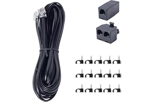 ZTOXLR Phone Extension Cord 15 FT Long Phone Cable Line Wire, with Standard RJ11 Plug andIncludes Telephone Inline Coupler RJ