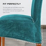 CMAKER Velvet Dining Chair Covers Stretch Slipcover Set of 4 Turquoise view 7