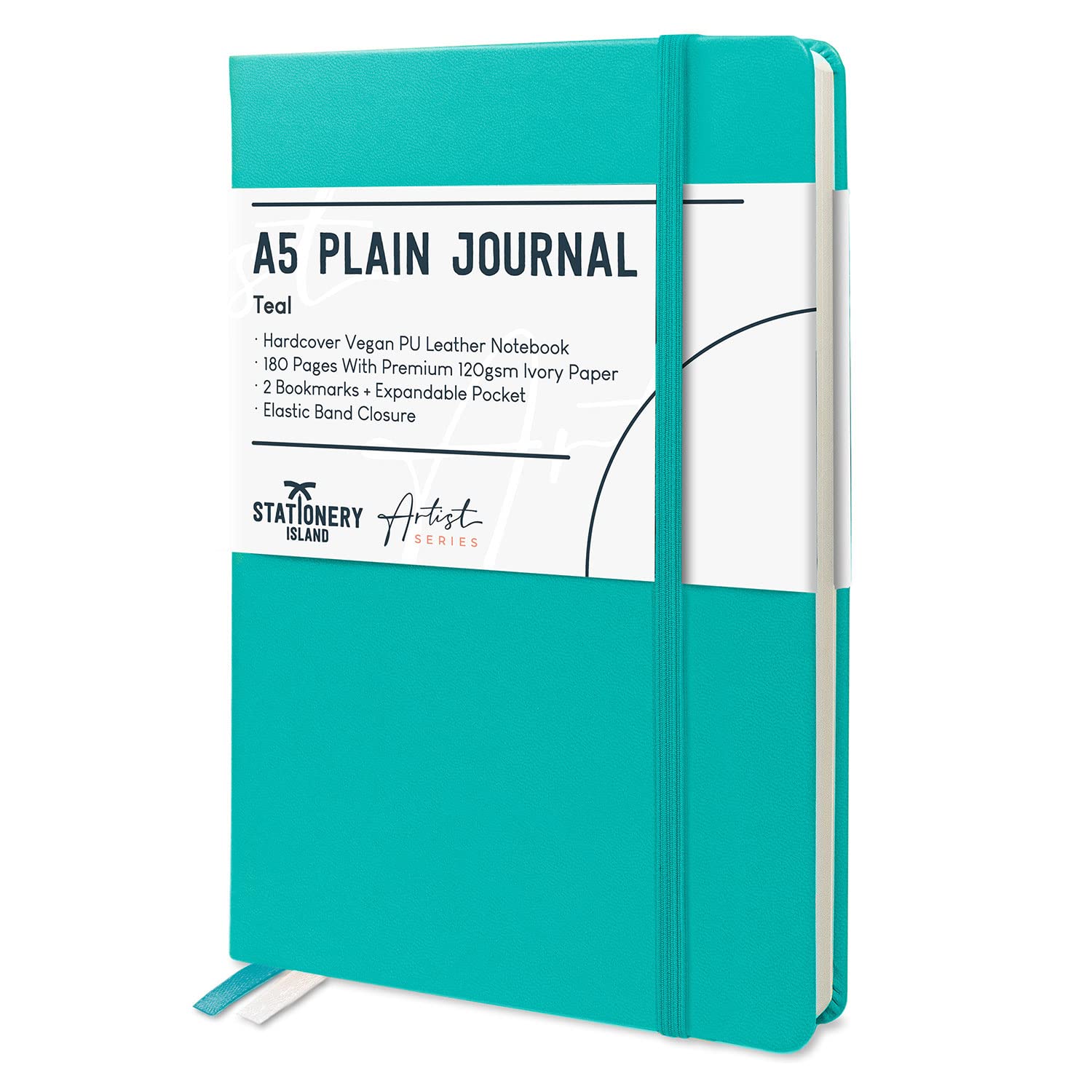 STATIONERY ISLAND A5 Unlined Notebook,Plain Notebook Hardcover with 120gsm Premium Thick Paper, 180 Pages Hardback Blank Notebook for Writing, Working, Study, Planning, Diary, Journaling