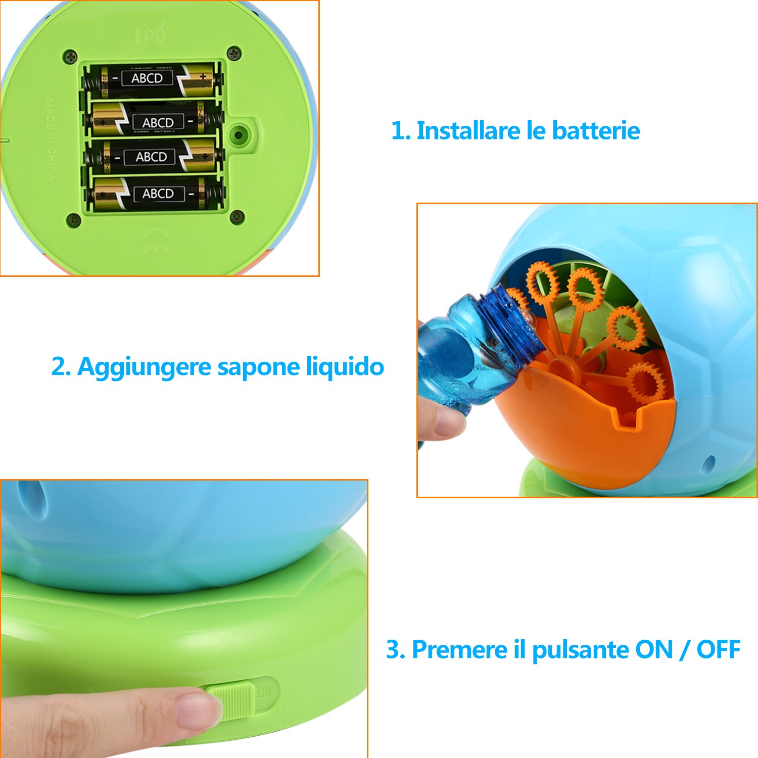 Macchina per Bolle per Produrre Bolle di Sapone Sana per i Bambini per Natale Compleanno Cerimonia Asilo