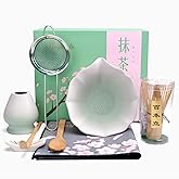 Joyscale Matcha Whisk Set, Matcha Set Whisk And Bowl, 8 Pcs Matcha Kit Set(Lotus Design), 11 OZ, Japanese Matcha Tea Set, Matcha Making Kit Gifts for Tea Lovers(Pale Green)