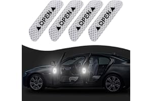 Ajxn 4 PCS Car Door Reflective Safety Stickers, Safety Warning Logos Anti-Collision Stickers, Car Anti-Scratch Decorative Protection Body Articles, Universal for Car Safety (Silver)