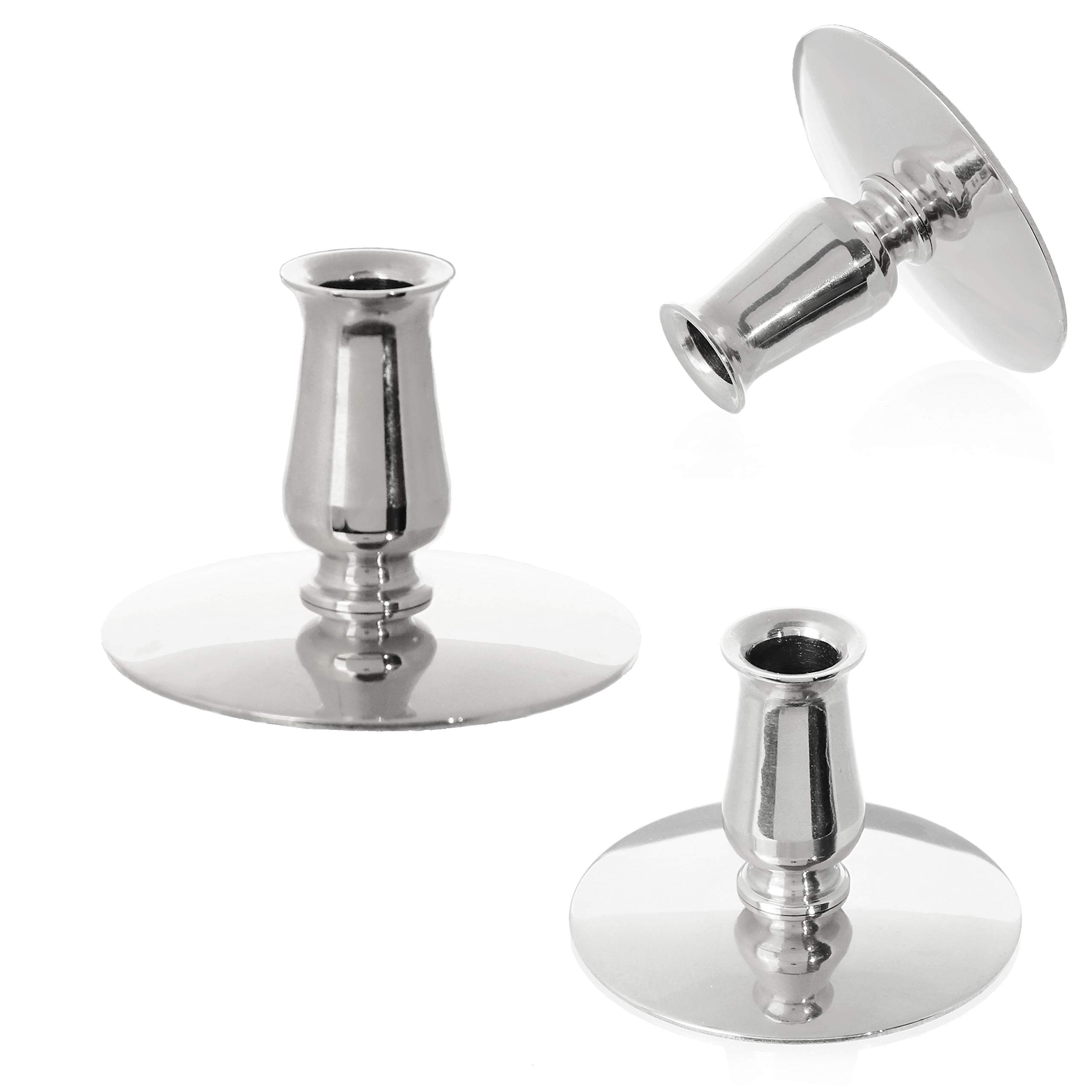 NKlaus 3x Candleholder Brass nickel Candlestick Thin Altar Candles Ritual Candles Beeswax Candles up to Ø0,9cm Candlestick Wedding 6732