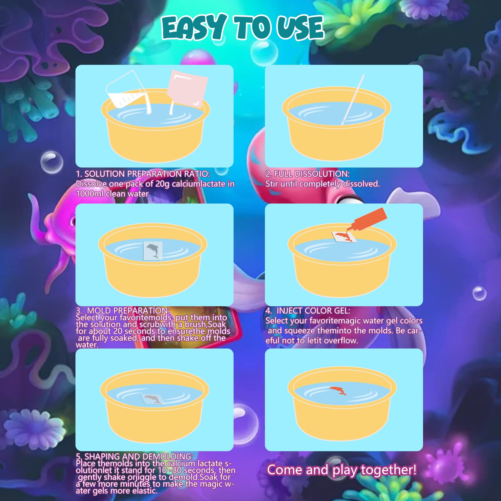 Pintada Magic Water Gel Kit for Kids – Create Squishy Water Pets with 24 Colorful Gels & 18 Molds! DIY Science Toys, Sensory Play, Glow in The Dark Crafts for Girls Boys Ages 6-12