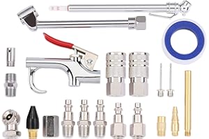 AIRTOON 21 Pieces Air Compressor Accessories 1/4 Inch NPT, Inflation Kit, with Blow Gun, Air Chucks, Inflation Needles,Seal T