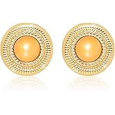 LAYWAF Faux Pearl Gold Plated Stud Earrings for Women, Hypoallergenic Stainless Steel Ear Pin, Available in a Variety of Pearl Colors
