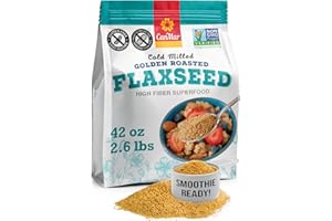 CANMAR FOODS CanMar Ground Milled Golden Roasted Organic Flaxseed, 42 oz – Vegan, Non-GMO, Gluten Free – Flaxseed Meal with Omega-3, Fiber – Ground Organic Linseed Powder (42 oz)