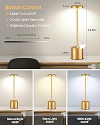 YHT Rechargeable Cordless LED Table Lamp Portable