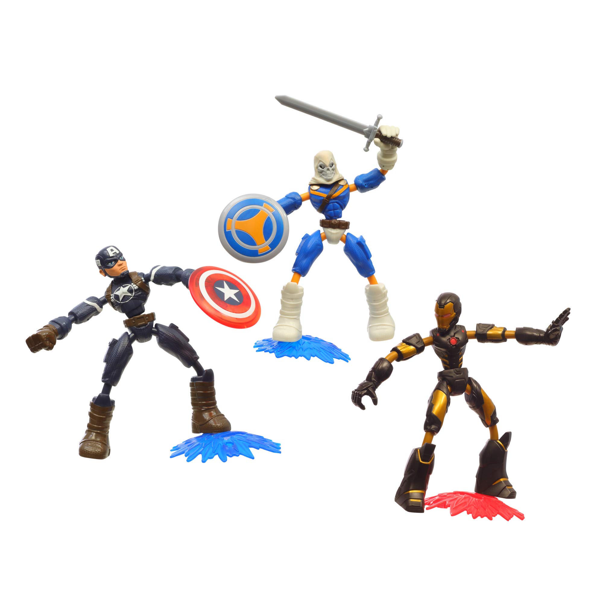 Marvel Avengers - Bend and Flex Pack 3 Figurines - Taskmaster vs Iron Man & Captain America