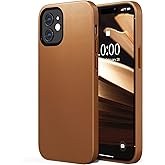 SURPHY Designed for iPhone 12 case and iPhone 12 Pro case, Premium Faux Leather Phone Case (with Metallic Buttons & Microfiber Lining) for iPhone 12 & 12 Pro 6.1 inches 2020, Brown