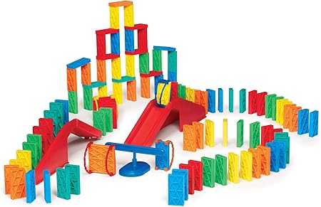 Amazon バルク ドミノ キネティック トッピングキット 118ピース ビルディングとスタッキングとチェーンリアクション トッピングリング スチーム おもちゃ ブロック 子供用 ドミノ おもちゃ