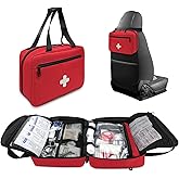 NENYX First Aid Bag Empty, Compact and Portable Medical Supplies Organizer with Multiple Compartments, Emergency Trauma Bag for Travel, Camping, Hiking, Car, Travel and Home Use, Red(Bag Only)