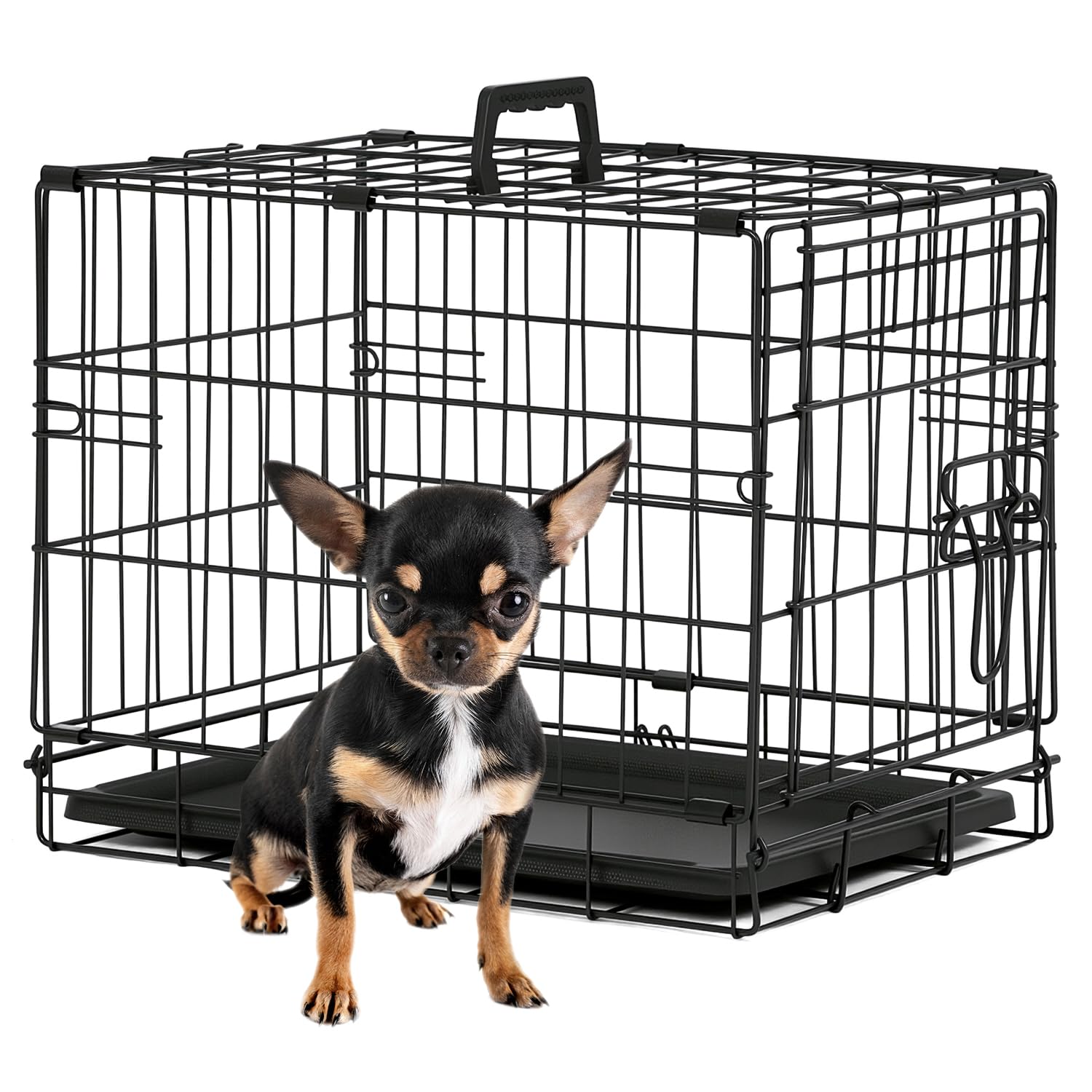 Photo 1 of BestPet | Dog Crate | 18" | Black | Foldable Metal Kennel with Single Doors, Secure Slide-Bolt Latches, Leakproof Tray | Portable Dog Cage for Small Breeds | for Travel, Indoor & Outdoor Use