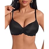 zossav Push Up Bra Demi Smoothing Underwire T-Shirt Bras for Women Deep Plunge Lift Up Padded Add Cup