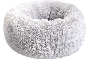 ZHIXJIA Cat Beds for Indoor Cats,Calming Dog Bed for Small Dogs & Cats,Self Warming Fluffy Donut Cat Bed Machine Washable,Soft Cozy Plush Cuddler Round Dogs Bed,Pet Cushion Bed for Kitten Puppy 16"