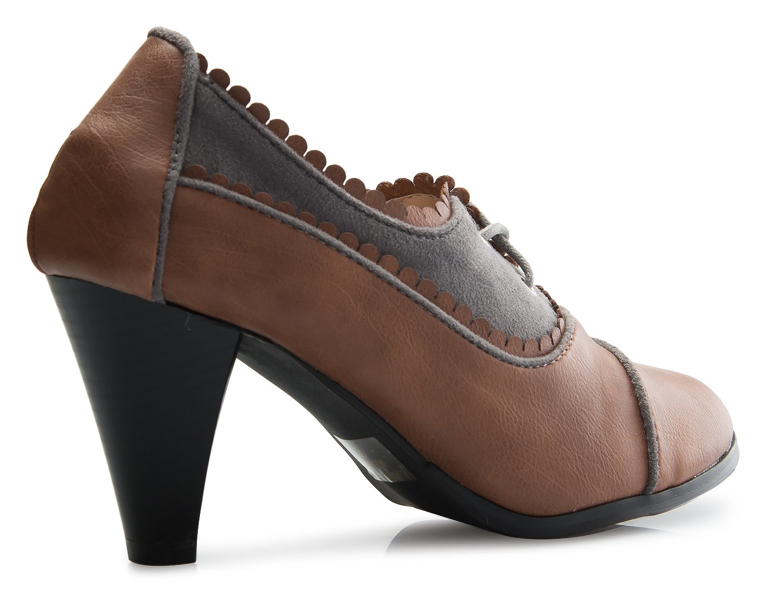 Olivia K Women's Leatherette Lace Up Oxford Chunky Heel Bootie - Image 4