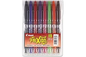 PILOT, FriXion Ball Erasable & Refillable Gel Ink Pens, Fine Point 0.7 mm, Pack of 8, Assorted Colors