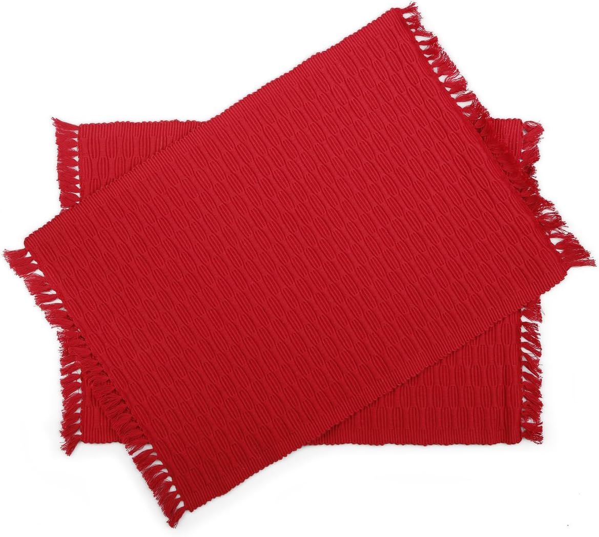 Penguin Home - 100% Cotton Placemats Set of 2 - Soft, Durable & Super Absorbent - Stylish Design to Enhance Your Table Setting - Machine Washable - 33 x 45cm - Red