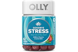 OLLY Goodbye Stress Gummy, GABA, L-Theanine, Lemon Balm, Stress Relief Supplement, Berry - 42 Count