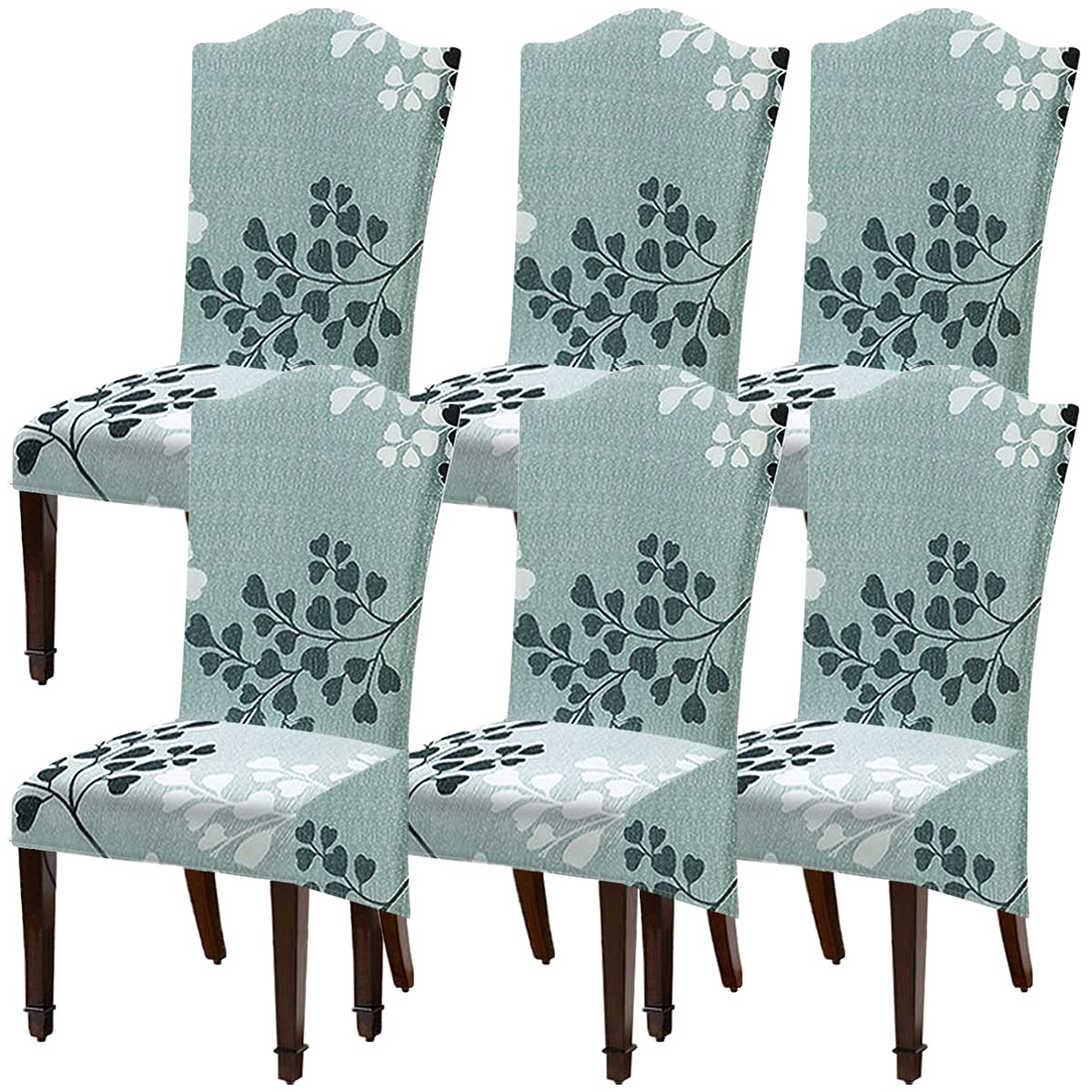 SHENGYIJING Printing Fabric Stretch XL Chair Covers for Dining Chairs, 2/4/6 Pcs Elastic Chair Slipcover for Dining Room Wedding Banquet Party Decoration (Colour 9,6 Pack)