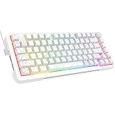 E-YOOSO 75% Wired Mechanical Gaming Keyboard, Creamy Sound Office Keyboard, RGB Backlit, Hot Swappable Pre-lubed Linear Switches, Gasket Structure, Knob Control, Portable Compact Custom for PC, White