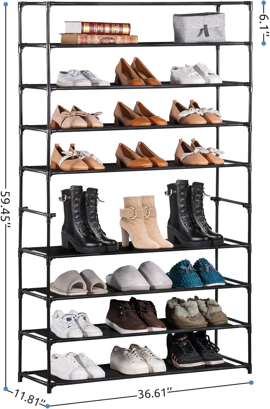 resin shoe rack on Amazon Com Youdesure 10 Tiers Shoe Rack Stackable Shoe Organizer For 50 Pairs Space Saving Shoe Shelf Non Woven Fabric Shoe Storage Cabinet Grey Home Improvement