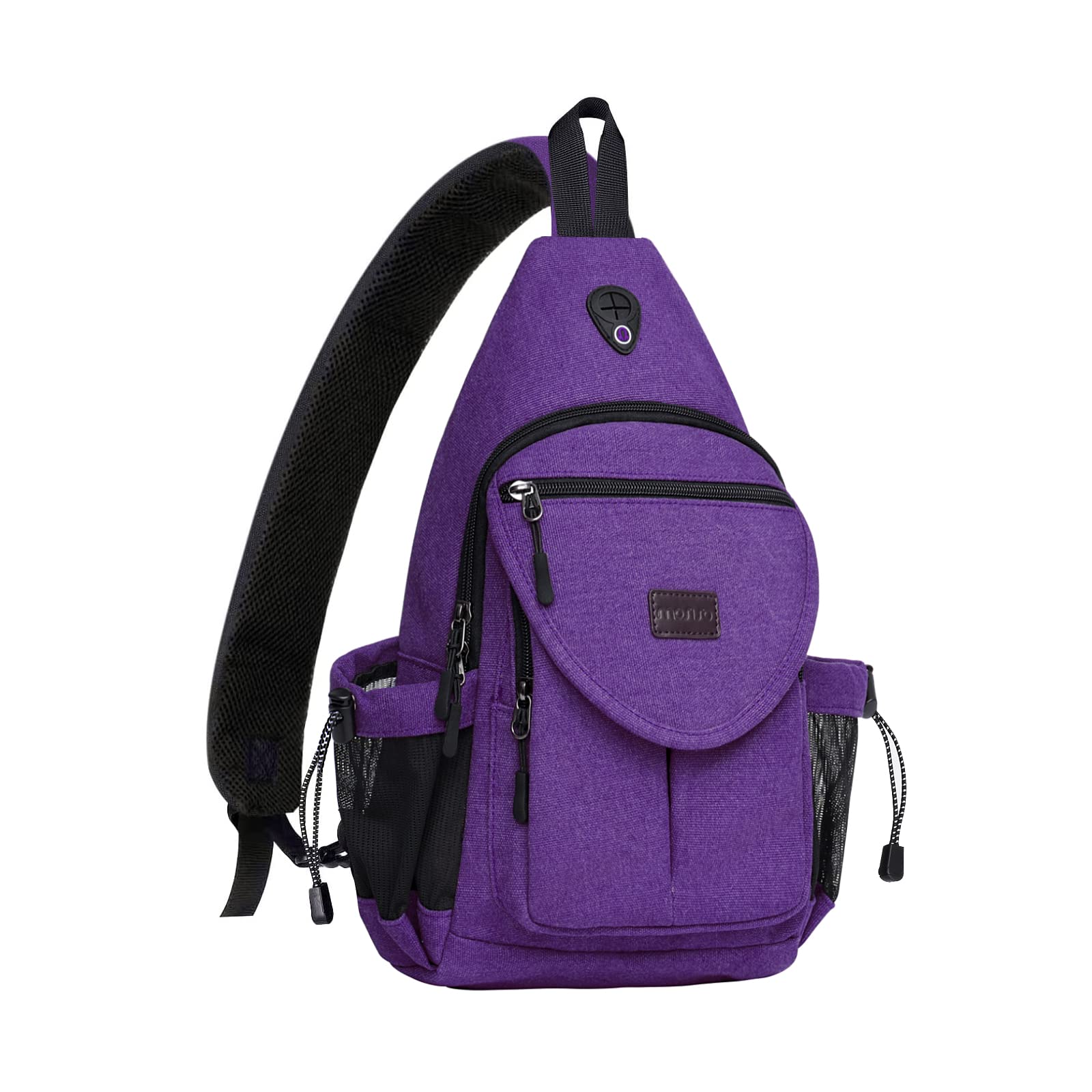 MOSISO Sling Backpack,Canvas Crossbody Hiking Daypack Bag with Anti-theft Pocket, Purple — image 1