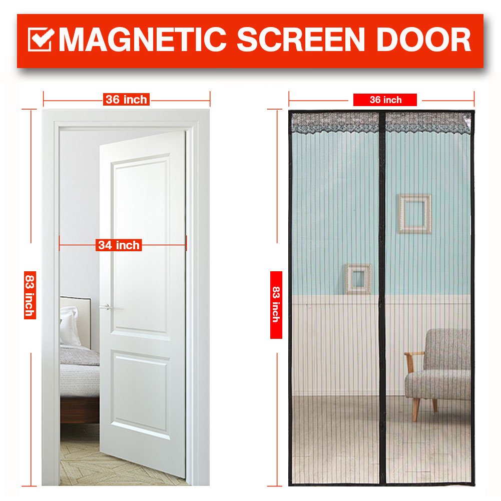 Screen Door with Heavy Duty Mesh Curtain and Full Frame Velcro