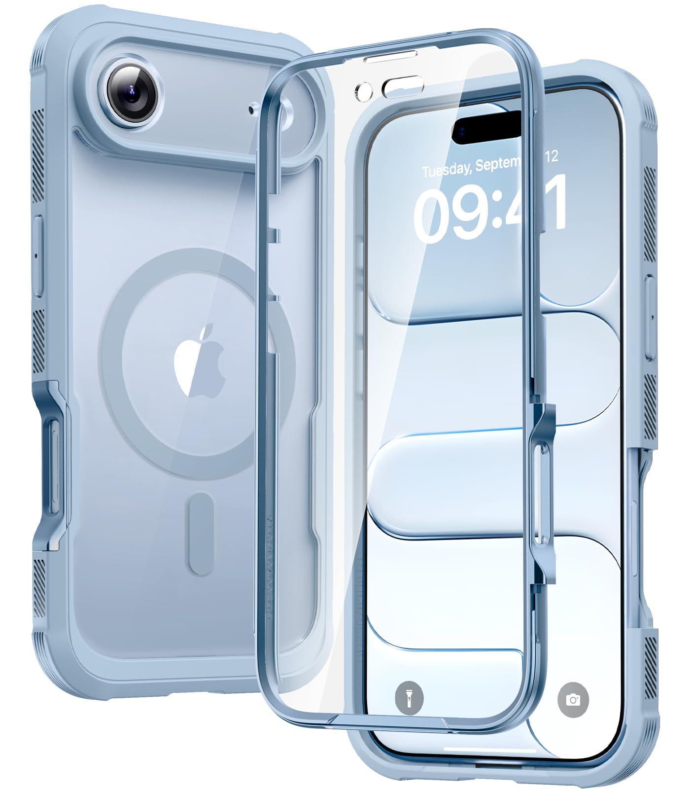 Photo 1 of Diaclara Magnetic Designed for iPhone Air Case Full Body Bumper,[Compatible with MagSafe] Military Drop Proof Cover with Built-in Touch Sensitive Anti-Scratch Screen Protector for iPhone 17 Air Blue