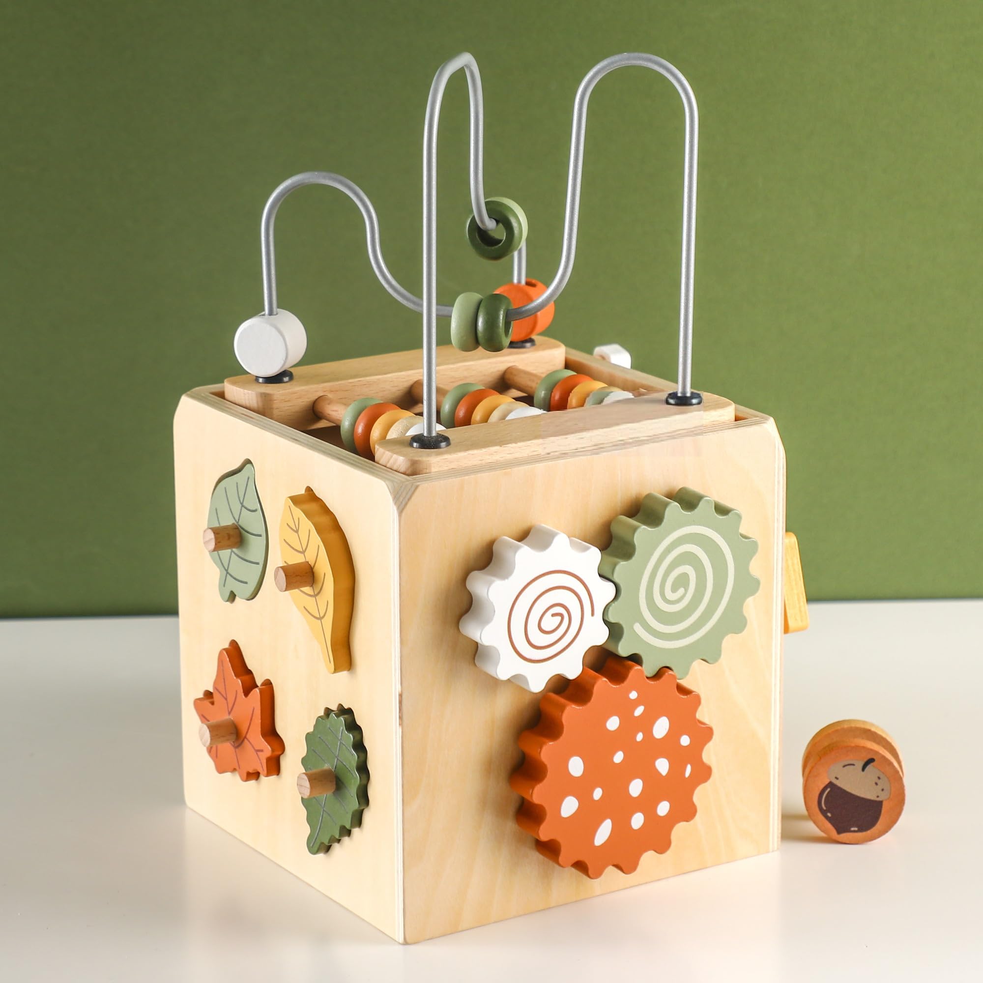 Smartwo Montessori Toys for 1 2 3 4 years old, Wooden Activity Cube, Shape Sorter, Drop and Roll Toy, First Birthday Gifts for Bay Boy Girl, Toddler Fine Motor Skills, Educational Learning Activities