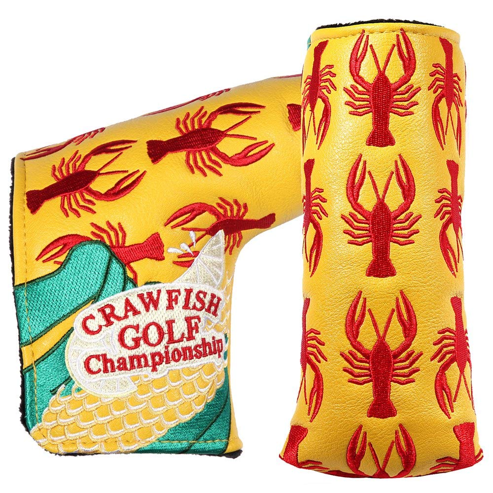 SHABIER Golf Blade Putter Cover Headcover Blade Club Protector PU Leather Magnetic Closure (Yellow Crawfish)