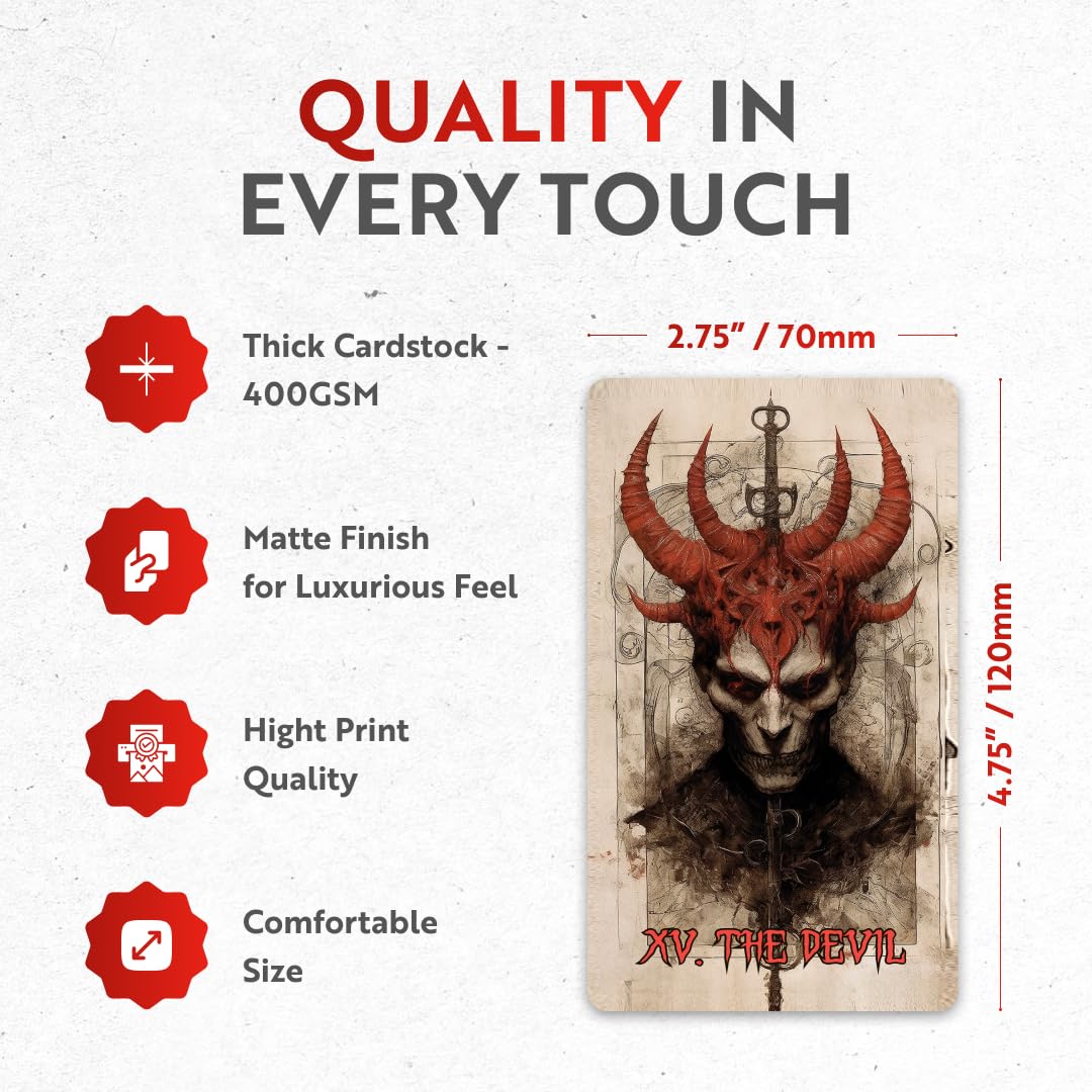 CRAFTERIAN Horror Tarot Cards, 78 Cards Deck with Foil Edges, Original for Beginners and Experts with Guide Book, Fortune Telling Game, Divination Tools for All Skill Levels.
