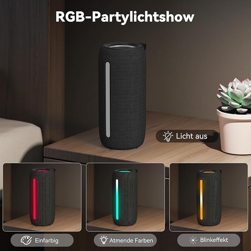 Pequena coluna Bluetooth, coluna portátil Bluetooth 5.4, mini colunas de duche, reprodução 30H, resistência à água IPX7, TWS/AUX/TF, Adequado para Atividades ao Ar Livre/Festas/Viagens (Preto)