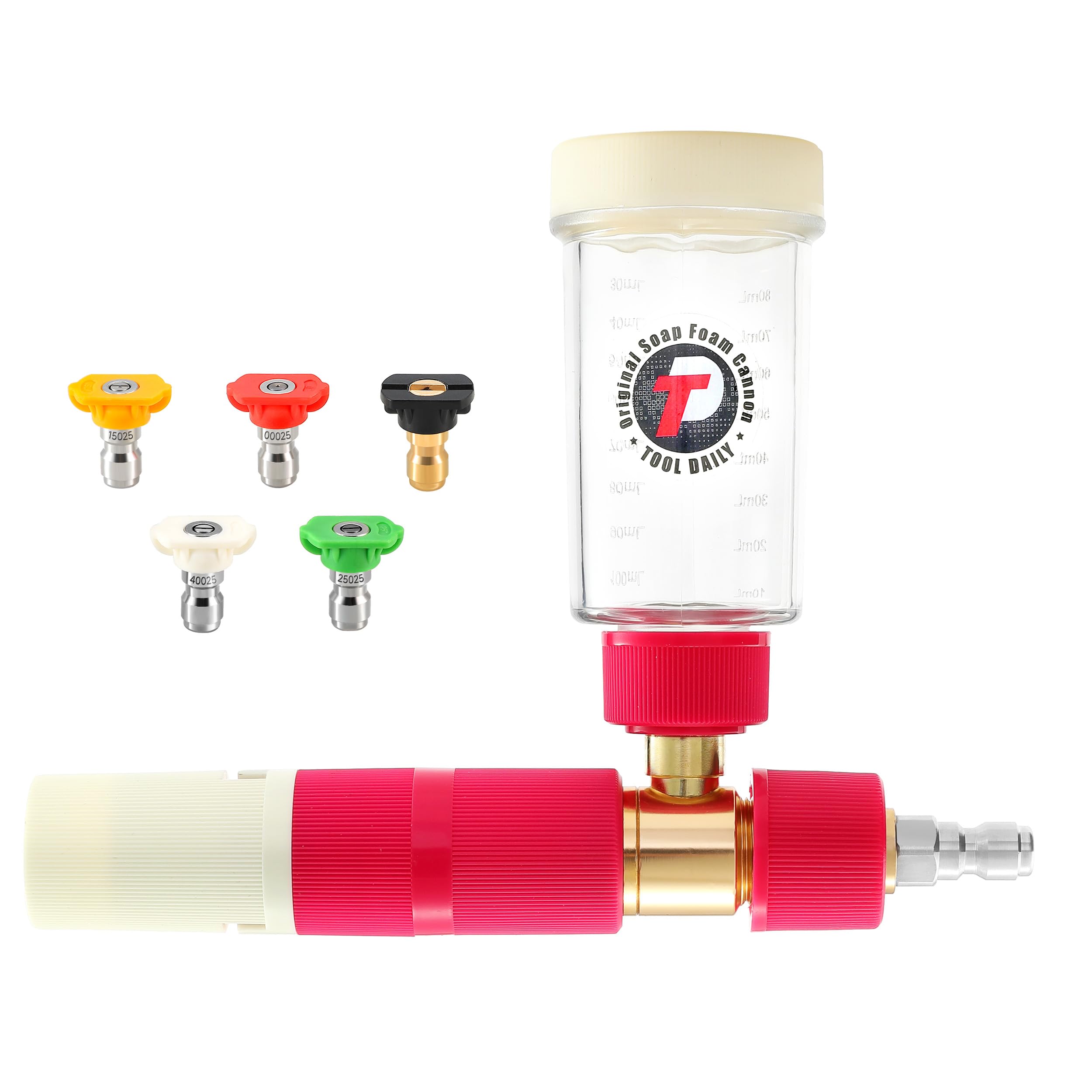 Photo 1 of Tool Daily Foam Cannon for Pressure Washer, Original Soap Cannon for Car Washing, 5 Power Washer Spray Nozzles, 1/4 Inch Quick Connector