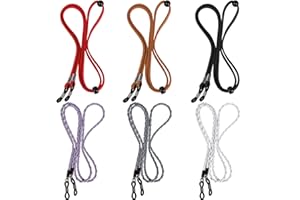 QINGZHE 6Pcs Women Eyeglass Strap Chains Anti-slip Eye Glasses Holder Around Neck Chains Straps Adjustable Leather Lanyards