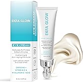 Ekfa Glow Caffeine Eye Cream for Dark Circles & Puffiness – Vitamin C + Hyaluronic Acid Anti-Aging Under Eye Cream for Women, Hydrating & Brightening, 15ml