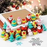 CCINEE 30 Pcs Christmas 3D Erasers,Xmas Assembled Santa Claus Erasers for Xmas Party Decoration Classroom Rewards Goodie Bag Stuffers Birthday Gifts