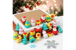 CCINEE 30 Pcs Christmas 3D Erasers for Kids,Xmas Assembled Santa Claus Erasers for Xmas Party Favors Decoration Classroom Rewards Goodie Bag Stuffers Birthday Gifts