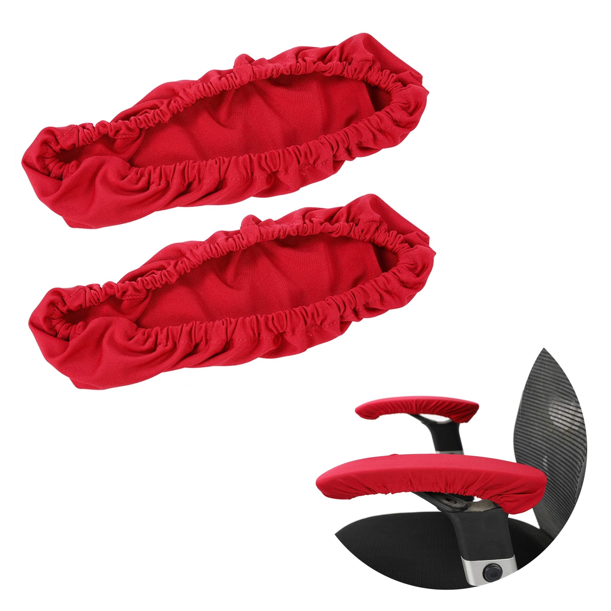 Cafopgrill 1 Pair Knitted Elastic Fabric Chair Armrest Covers Office Wheelchair Armrest Covers Pad Elbows Forearms Pressure Relief slipcover (Red)