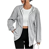 SHENHE Women's Oversized Zip Up Hoodie Sweatshirt Fleece Lined Hooded Jacket with Pockets