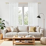 MRTREES White Voile Curtains 2 Panels 132x137 cm Rod Pocket 54 Drop view 7