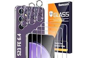 LETOSAN [3+3 Pack] for Samsung Galaxy S23 FE Screen Protector, 9H Tempered Glass, Ultrasonic Fingerprint Compatible, HD Clear Case Friendly for Samsung S23 FE Glass Screen Protector 5G
